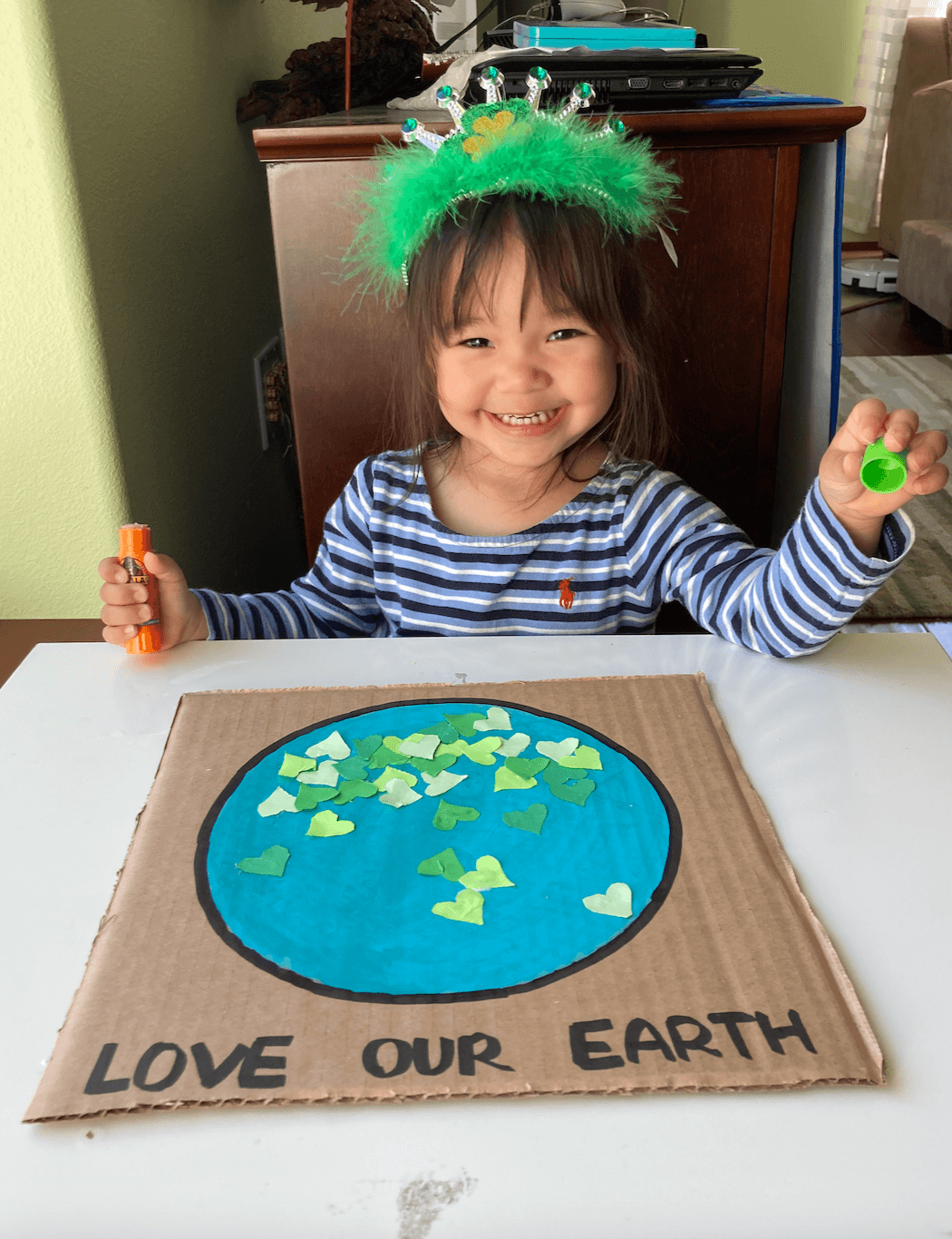 Heart Earth Cardboard Craft