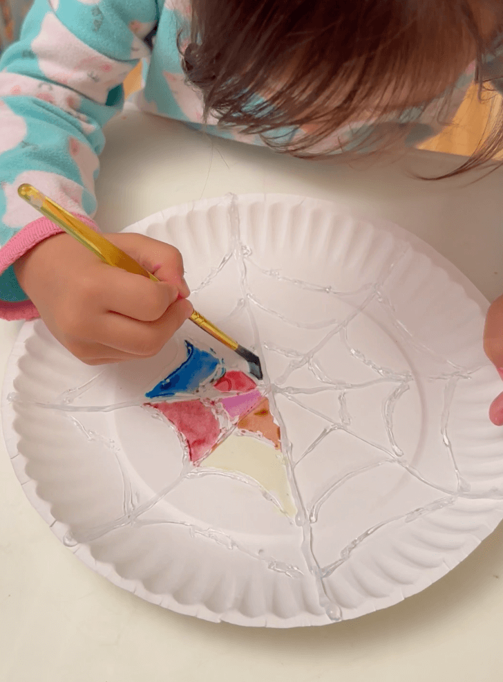 Rainbow Paper Plate Spider Web