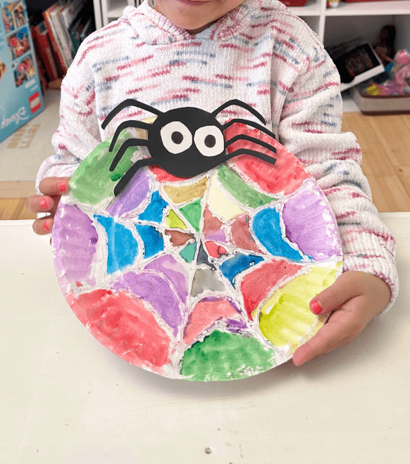 Rainbow Paper Plate Spider Web