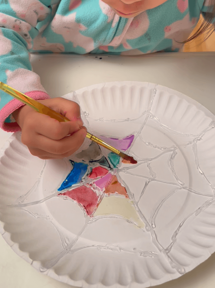 Rainbow Paper Plate Spider Web