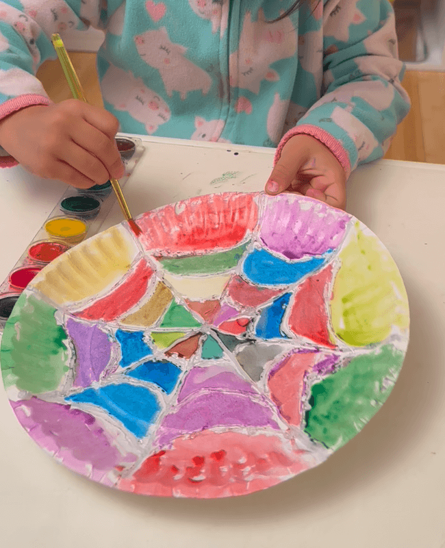 Rainbow Paper Plate Spider Web
