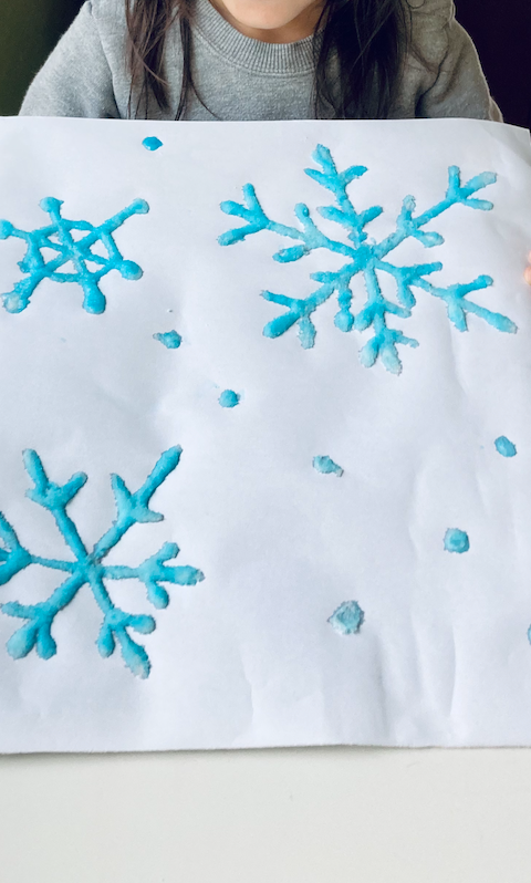 Salt Painting Snowflakes