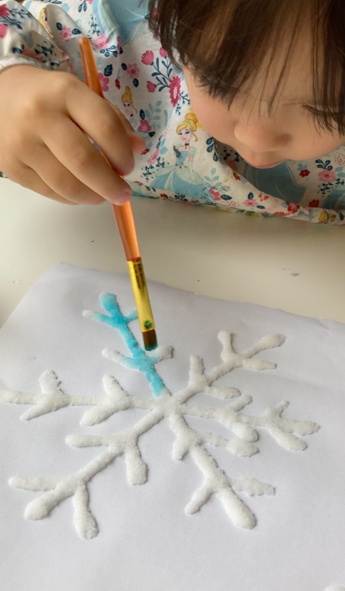 Salt Painting Snowflakes