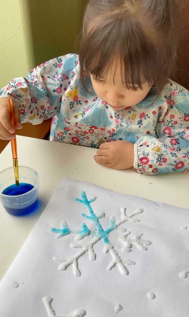 Salt Painting Snowflakes